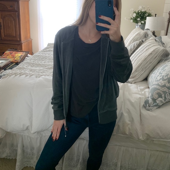 Olive Green Zipup Sweatshirt - Picture 5 of 8